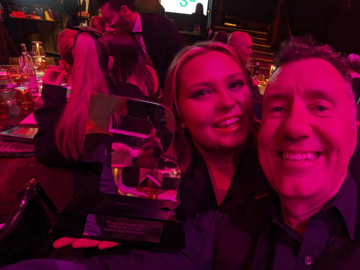 What a great night @PQMagazine awards. @KaplanUK won two awards. This one is for Best podcast of the year. With @kelsey_haslam.