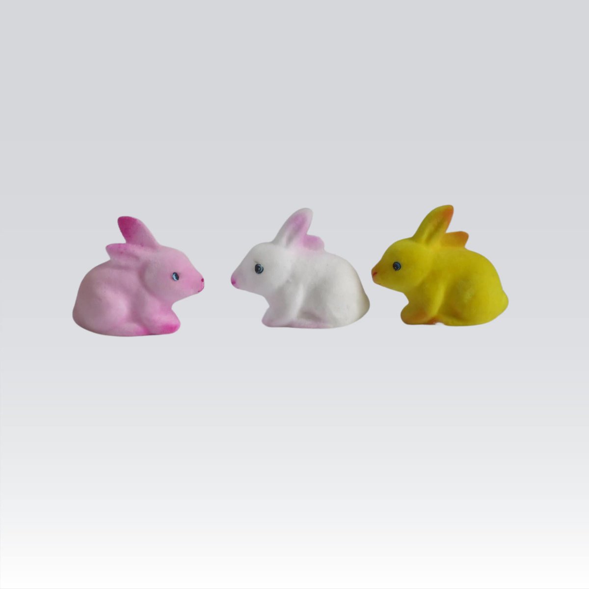 Mini Flocked Bunnies 1.75 inch Rabbit Figures Set of 3 tuppu.net/a4530863 #Etsyteamunity #SwirlingOrange11 #SMILEtt23 #VintageFun