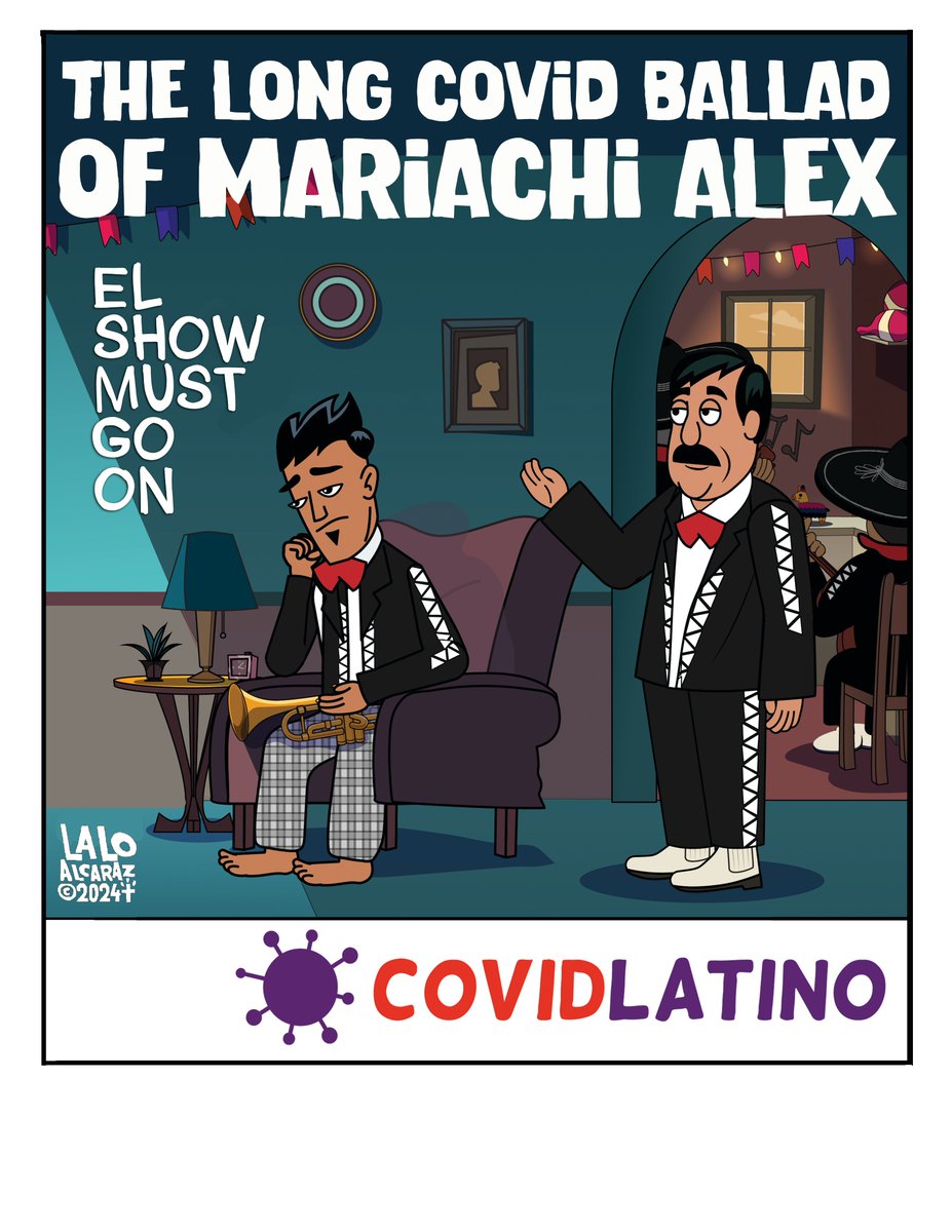 Mariachi Alex couldn't work for two months. Don't let this be you, get vaccinated today. For more information on Long COVID, check out our animations. @laloalcaraz 
#LongCOVID #COVID19 #longcovidawareness