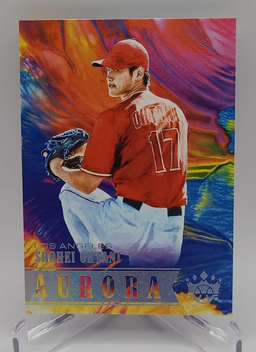 We have here a Baseball 2018 Shohei Ohtani #Angels Diamond Kings Aurora Insert Card #A10. Asking $25.00. Feel free to make any offers. Retweet or stack if you want. @HobbyConnector @Acollectorsdrea @sports_sell @CardboardEchoes