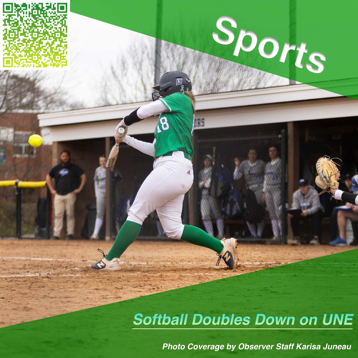 EC_Observer's tweet image. SPORTS -
On Saturday Endicott softball faced against UNE in a double header. The Gulls won both games 8-0. View more exclusive images at endicottobserver.com or use the QR code! 

#ecgulls #endicott #endicottcollege #endicottobserver