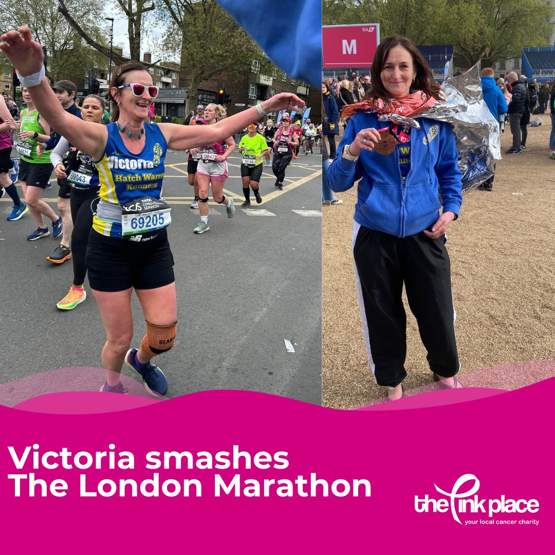 Wow! We're so grateful to Victoria, Hatch Warren Runners for smashing the @LondonMarathon & who within one week managed to raise £877.76 for The Pink Place. Amazing!👏👏👏