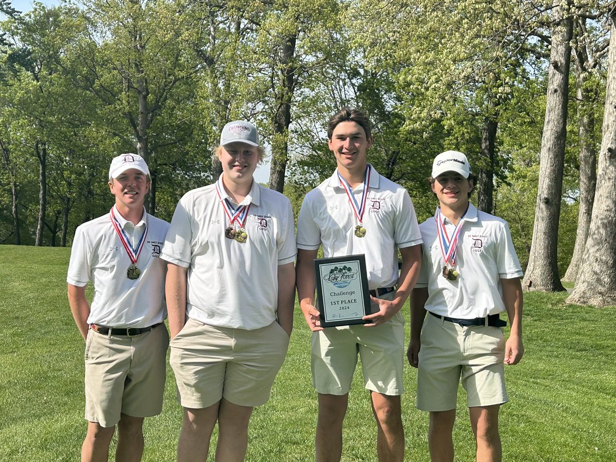 Congratulations to our @DesmetGolf #Spartans on a great day at the #LakeForest Challenge finishing 1st overall in a very competitive field Medalists Reed 3rd overall Conroy 4th overall #LetsGo #RaiseTheBar @DeSmet_ADBarker @STLhssports