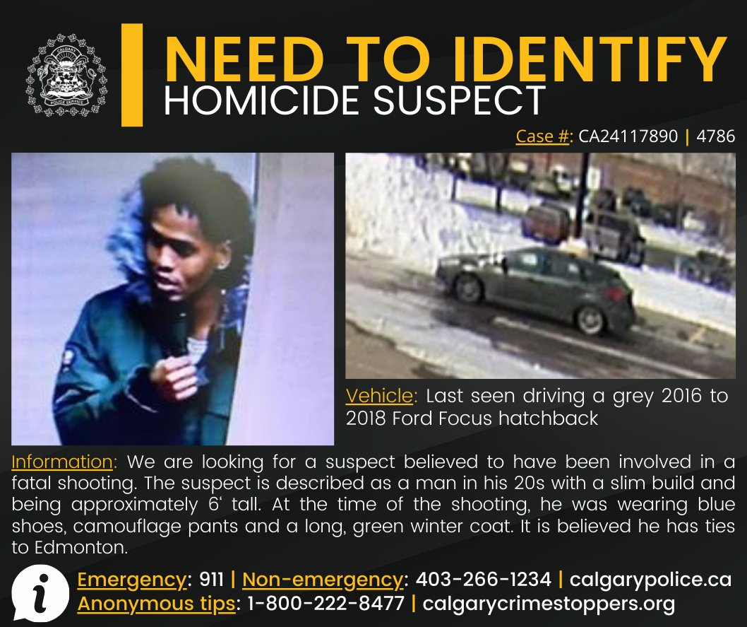🔎 NEED TO IDENTIFY 🔍 We are asking for the public’s help to identify a suspect believed to be involved in a fatal shooting that occurred at the Super 8 hotel located at 60 Shawville Road S.E., on Monday, March 25, 2024. 🌐 newsroom.calgary.ca/police-looking…