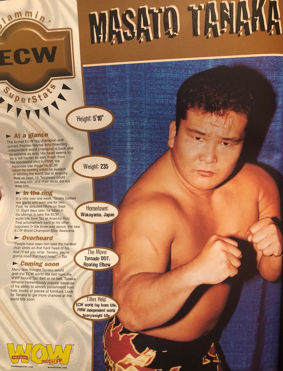 Masato Tanaka from WOW magazine issue 8

#masatotanaka #ecw #fmw #wrestling #wowmagazine #90swrestling #attitudeera #classicwrestling #worldofwrestlingmagazine #puroresu