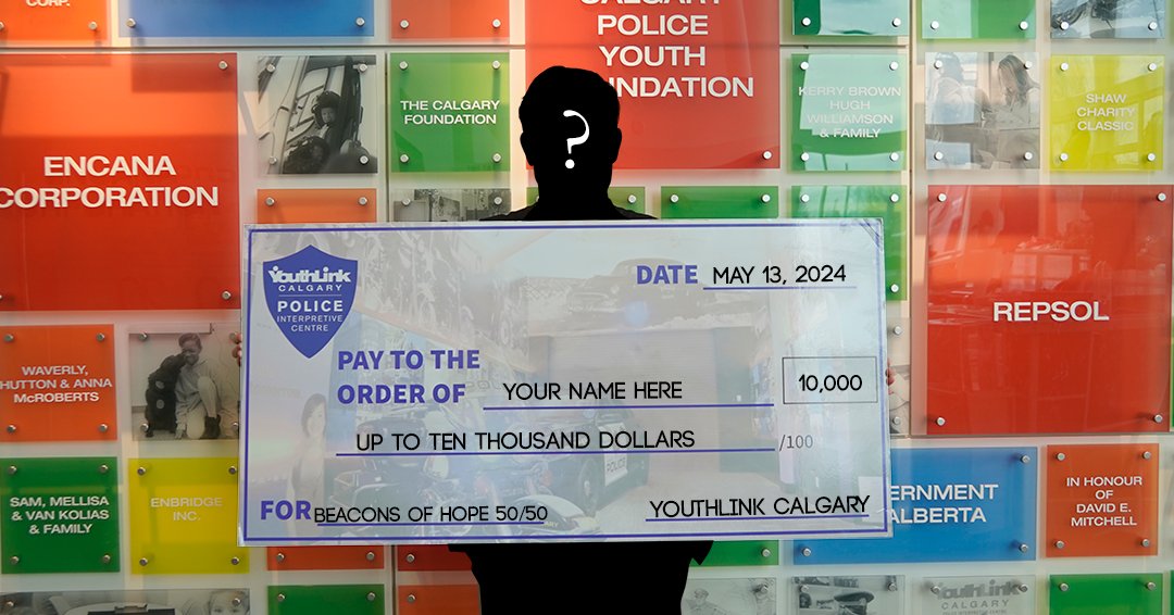 Our Beacons of Hope 50/50 Raffle is back, and you have the chance to win up to $10,000! Ticket packages are available starting at $10. All proceeds go to YouthLink Calgary's crime prevention programs. The winner is drawn at 12:00 PM on May 13, 2024. bit.ly/447gnRb