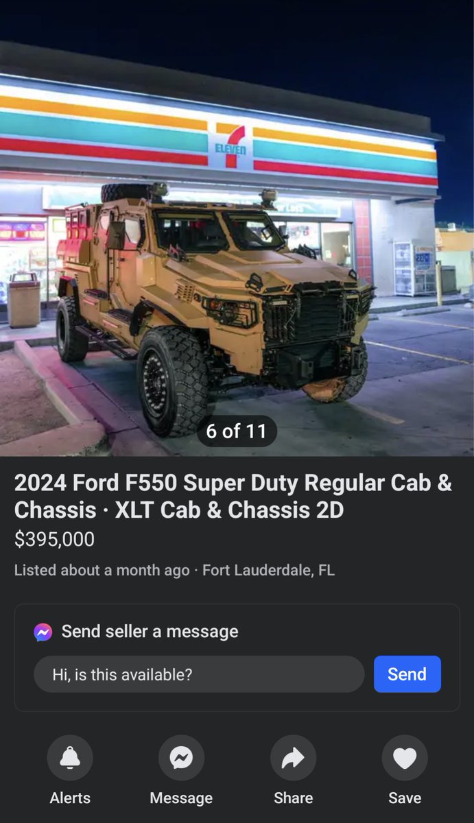 If anybody's interested in an ATLAS civilian APC built off a 2024 Ford F550 chassis there's one on sale for a cool $395k in the Fort Lauderdale area 😂