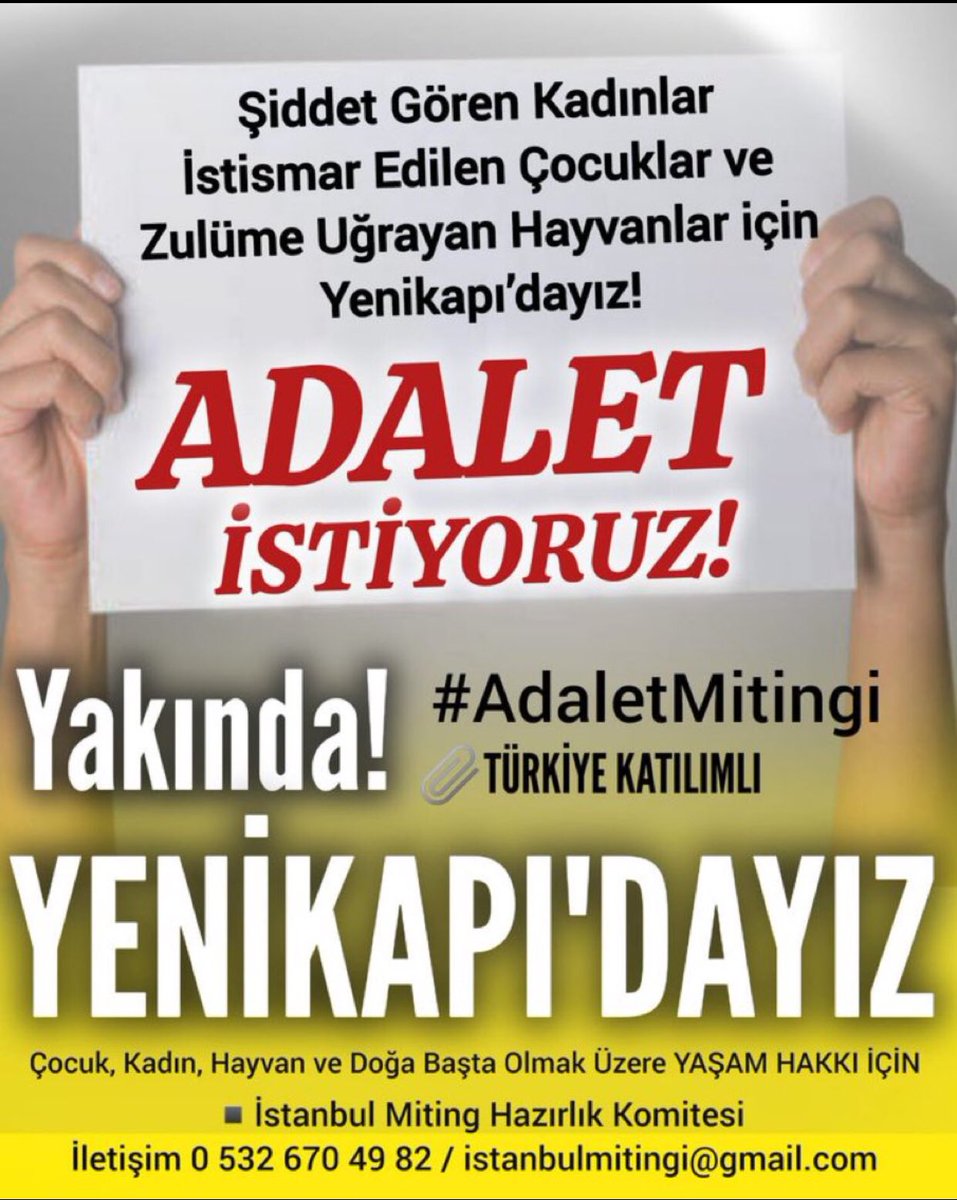 Şiddet ve istismara maruz bırakılan çocuklar kadınlar ve hayvanlar için lütfen bu mitinge katılalım! #AdaletMitingi