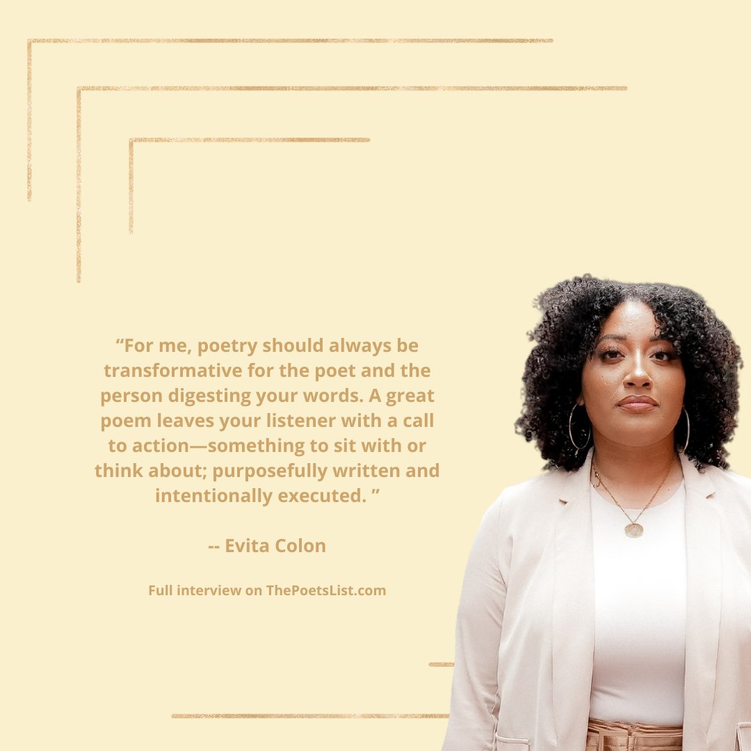 ThePoetsList's tweet photo. Thank you, @poeticsoulqueen, for this wonderful conversation! (Note: She shares some powerful advice at the end.)

Check out her interview with The Poet's List, here:  
https://t.co/KopnGRH4po

(#poetry, #spokenword, #ThePoetsList) https://t.co/mcvbwTv8TG