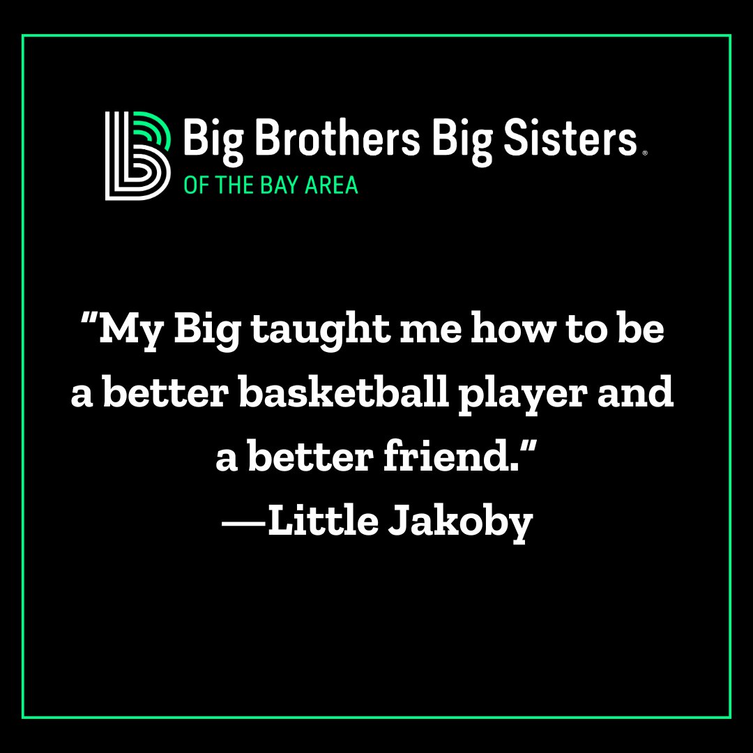 Little Jakoby says about his Big, Markus: 'My Big taught me how to be a better basketball player and a better friend.' Thank you Markus and all of our Bigs for your dedication to supporting Bay Area youth! 🏀🤝 Be a Big: bbbs.tfaforms.net/f/bayareabigdr… #NationalVolunteerWeek #BBBSBA