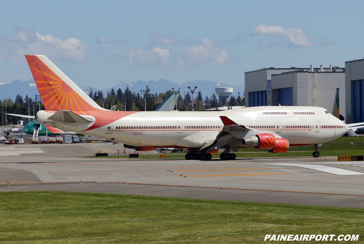 Ex-Air India 747-400 VT-EVA ferry flight from BOM to PAE. Will be fueled and ferried to Roswell Air Center