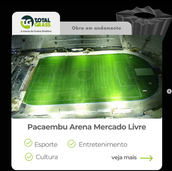 O novo gramado sintético do Pacaembu já está aplicado e alguns detalhes faltam para a entrega por parte da Total Grass Em breve, a empresa começará a troca do gramado de Barueri. Previsão de início para começo de junho