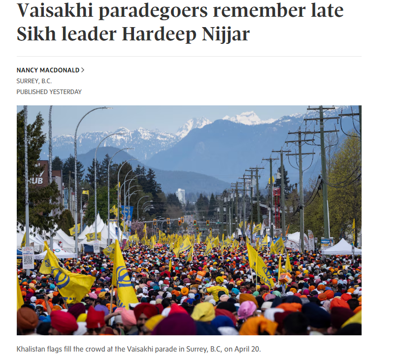 Great to see coverage of last weekend's Surrey (BC, Canada) Nagar Kirtan reflects the mass support for Shaheed (martyr) Bhai Hardeep Singh Nijjar and Khalistan (free Sikh homeland movement), which are often inappropriately labelled as having 'fringe' support within the community.