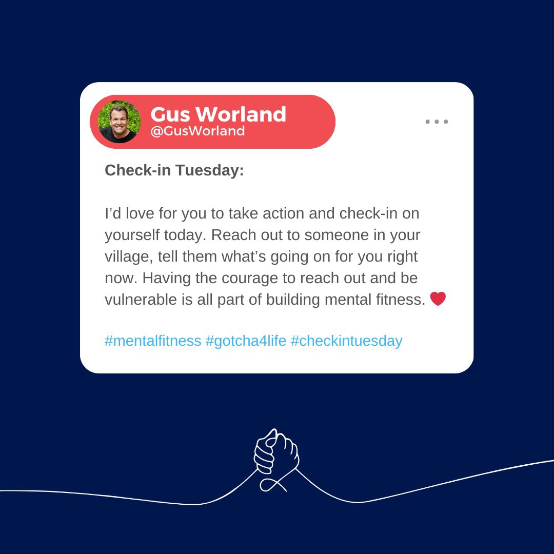 Talking to someone in your village can really lighten the load, give it a go ❤️ @Gotcha_4_Life #mentalfitness #gotcha4life #checkintuesday
