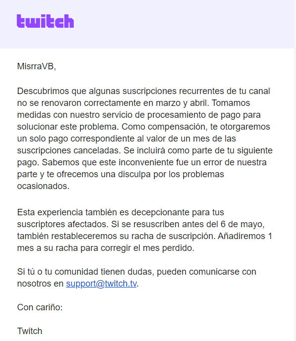 1- me acabo de despertar (me siento bastante mal) 2- me llego esto de twitch pa que revisen las rachas de subs, eso.