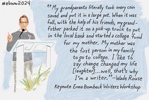 Bombeck Workshop (@ebww) on Twitter photo We laughed. We cried. We sang “Delta Dawn” together. What an unforgettable closing night at the Erma Bombeck Writers’ Workshop with novelist <a href="/waderouse/">Wade Rouse</a>, who also writes under his beloved grandmother’s name, <a href="/viola_shipman/">Viola Shipman</a>. #ebww2024 We laughed. We cried. We sang “Delta Dawn” together. What an unforgettable closing night at the Erma Bombeck Writers’ Workshop with novelist <a href="/waderouse/">Wade Rouse</a>, who also writes under his beloved grandmother’s name, <a href="/viola_shipman/">Viola Shipman</a>. #ebww2024