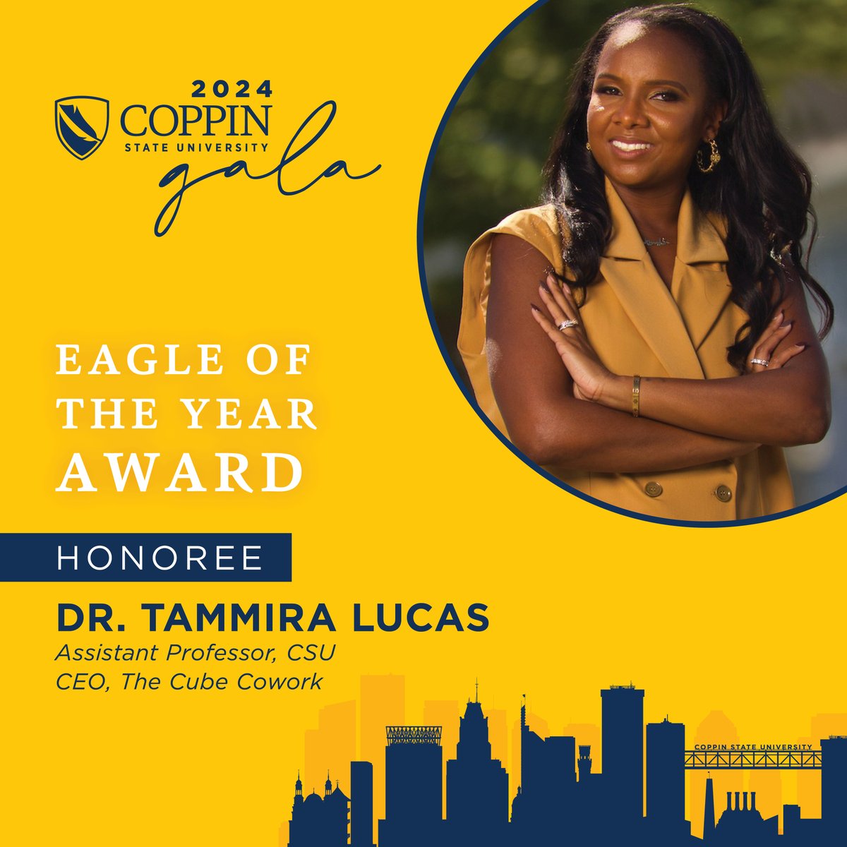 Excited to announce Dr. Tammira Lucas as the recipient of the Eagle of the Year Award at this year's Coppin State University Gala! Join us in celebrating her remarkable achievements and dedication to empowering future business leaders!