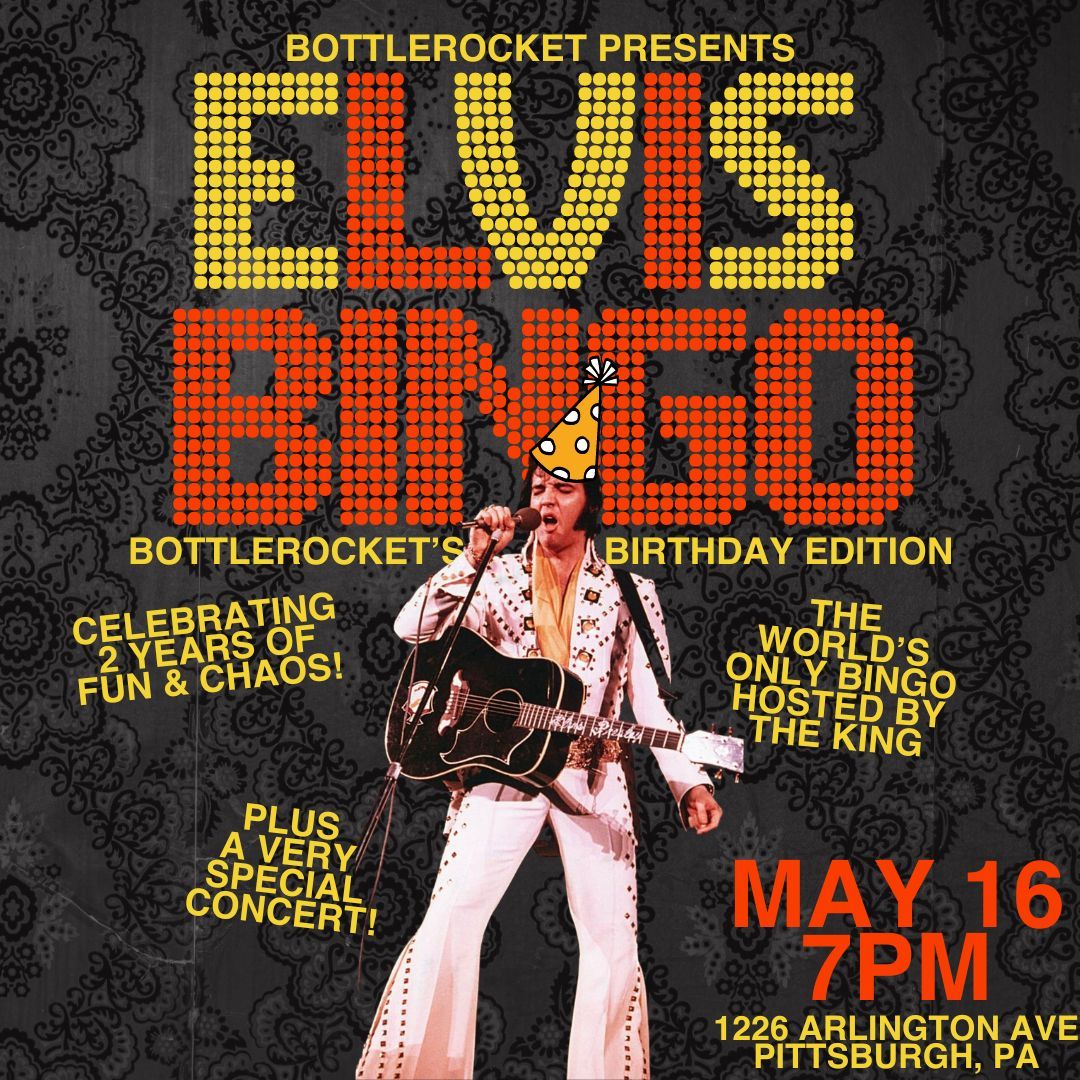 ELVIS BINGO IS BACK!!

It's the most unhinged games of bingo you've ever played - and Elvis is there too for some reason. Indescribable , Indefensibly, Unforgettable. It's the most fun you can have with Elvis without waking up with a marriage license. Get your tickets now!