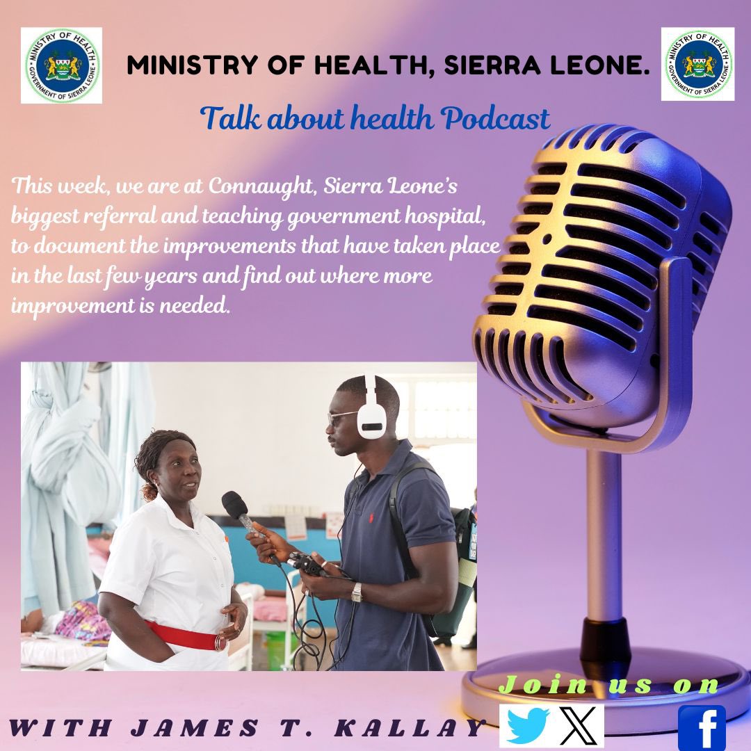 In this edition of our podcast,Talk About Health, we shed the spotlight on Connaught Hospital by taking a tour of the facility to see the various improvements that have taken place & seek for answers on more ways to accelerate service delivery. Listen on: buzzsprout.com/2326386/149368…