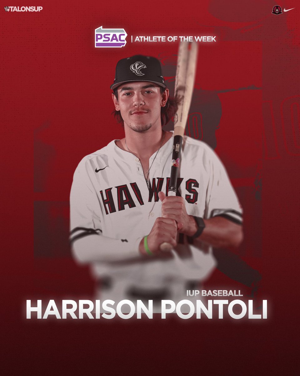Continuing his strong play last week, IUP infielder Harrison Pontoli notched PSAC West Athlete of the Week honors on Monday. 

#TalonsUp 

Release: iupathletics.com/news/2024/4/22…