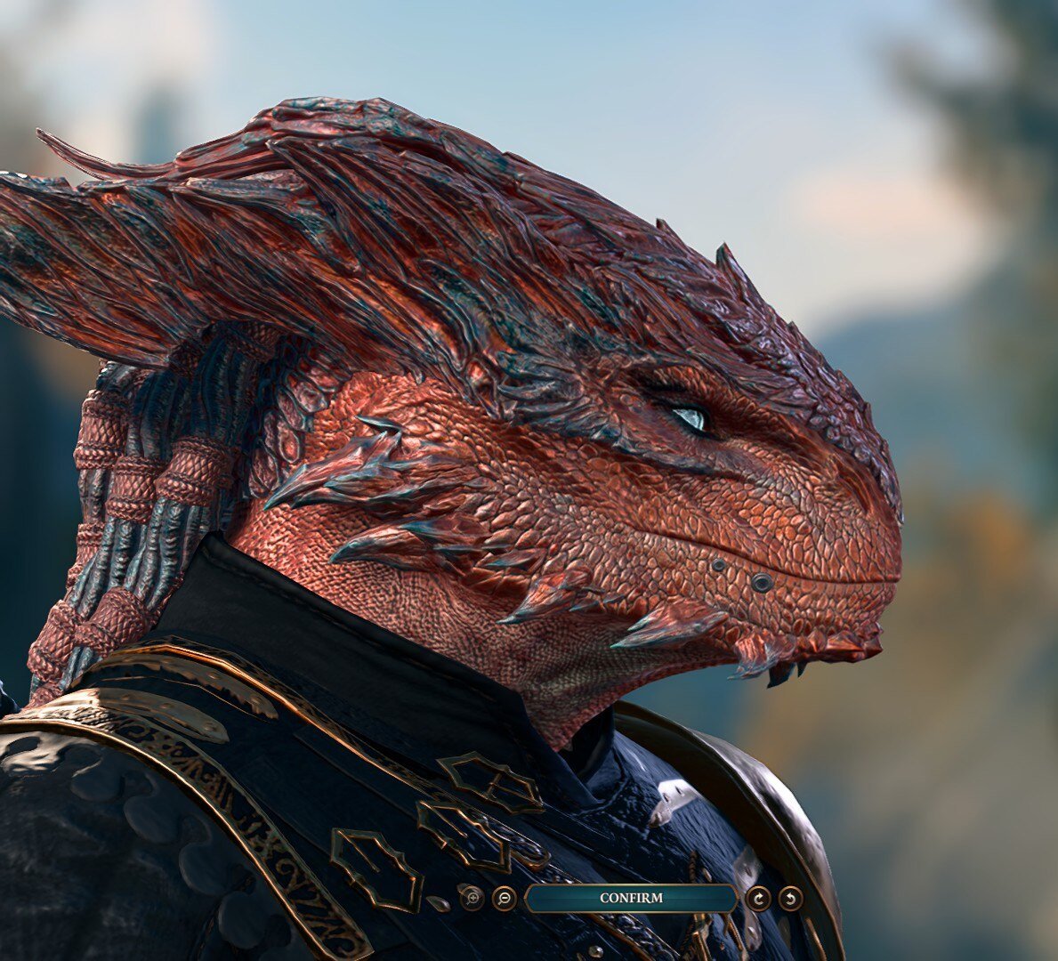 Everyone meet my pretty copper dragonborn for a multi-player run with some pals. They're a Ranger with deeply questionable morals, named Qes.