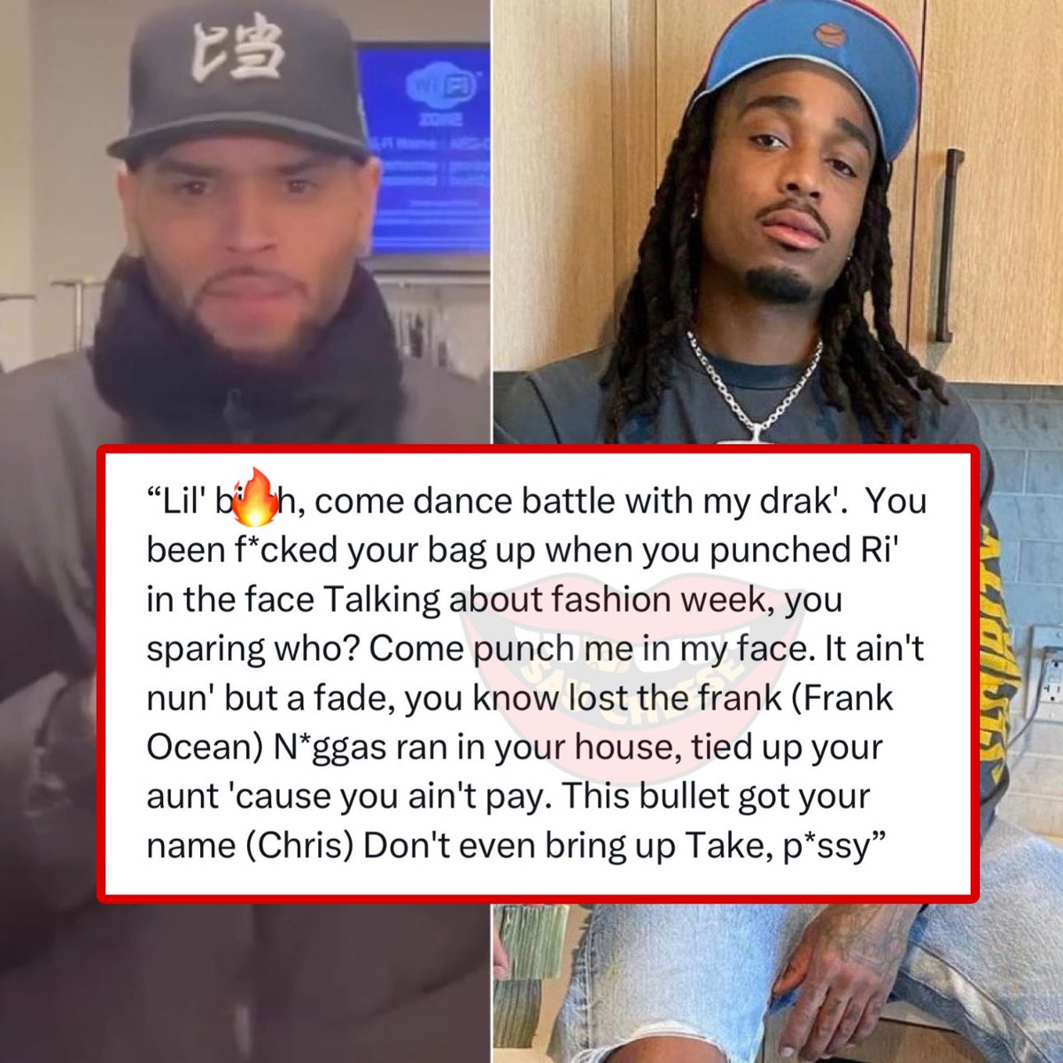 Quavo responds to Chris Brown in a new diss track 😳