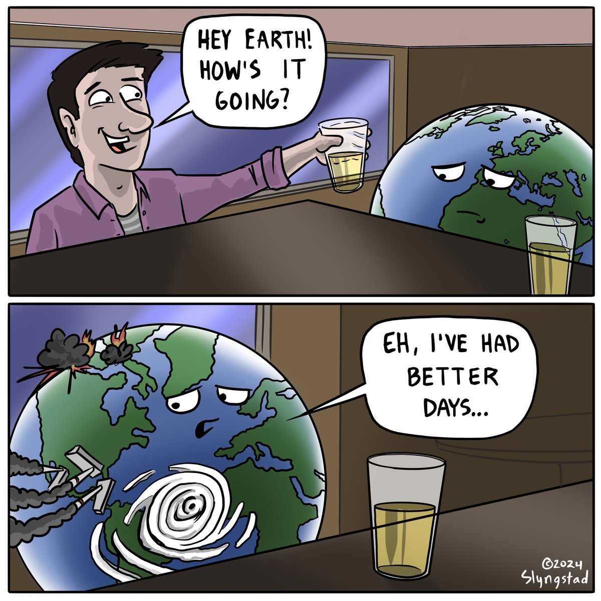 SlyngCartoons's tweet image. Take care of your planet. It’s going through a lot. #EarthDay #NoPlanetB #EartDayEveryDay