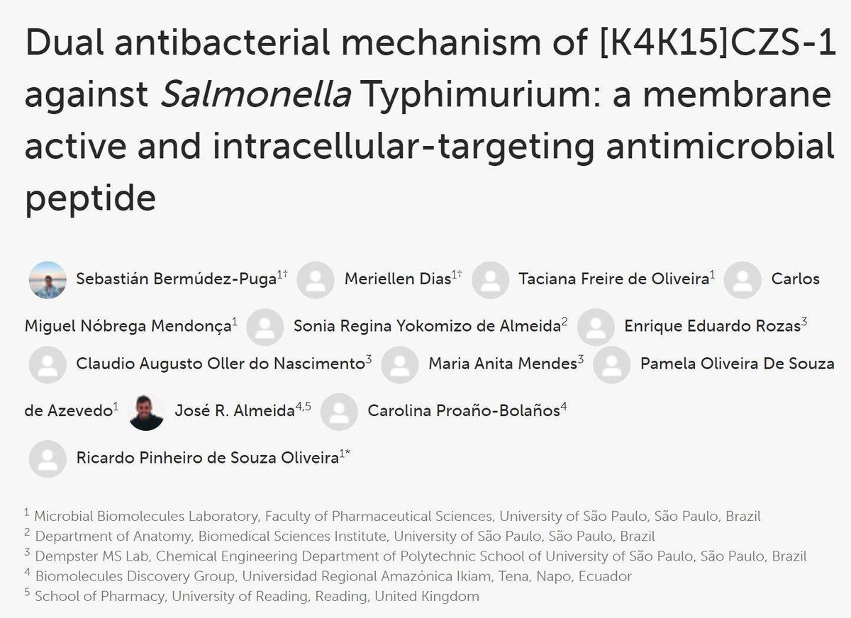 Felices de compartir nuestra publicación sobre la evaluación de péptidos antimicrobianos en contra de Salmonella, un patógeno de alimentos. También hemos explorado el posible mecanismo de acción usando microscopía electrónica y metabolómica.

Artículo: frontiersin.org/.../fmicb.2023…