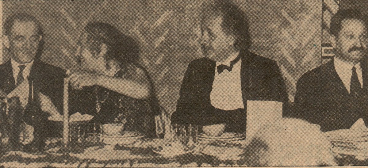 Albert and Elsa Einstein at a Passover event at the Manhattan Opera House on April 20, 1935. 📸 Clipping from the Schwadron collection, courtesy of the Albert Einstein Archives at the Hebrew University of Jerusalem, Israel.