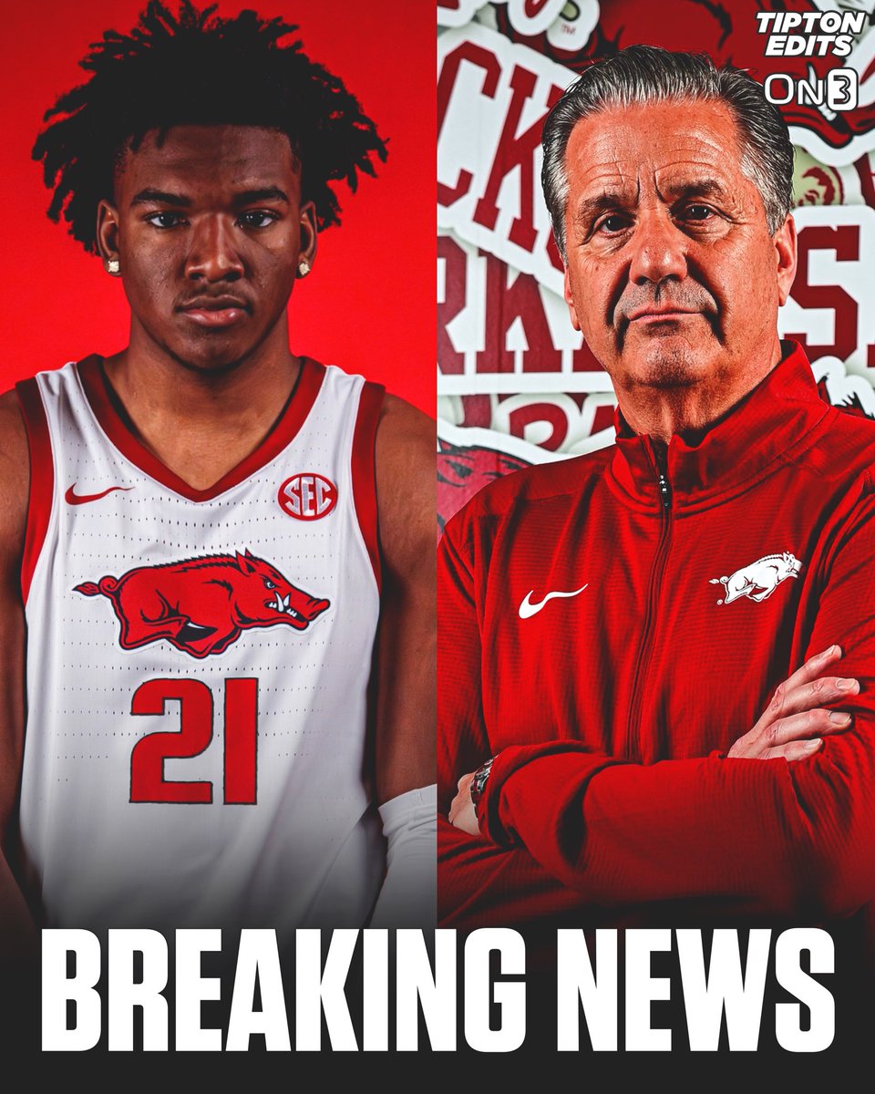 BREAKING: 2024 Top-20 recruit Karter Knox, a former Kentucky pledge, has committed to Arkansas and will follow John Calipari, he tells @On3Recruits. on3.com/college/arkans…