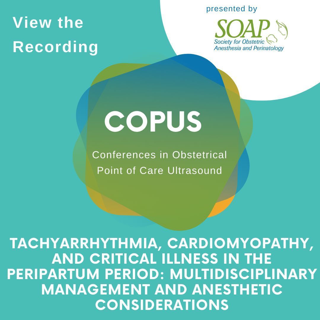 ICYMI: view last weeks COPUS recording. Dr. Cole moderated the session and Dr. Furdyna presented Tachyarrhythmia, Cardiomyopathy, and Critical Illness in the Peripartum Period: Multidisciplinary Management and Anesthetic Considerations. buff.ly/44hnAOv #SOAP #OBAnes