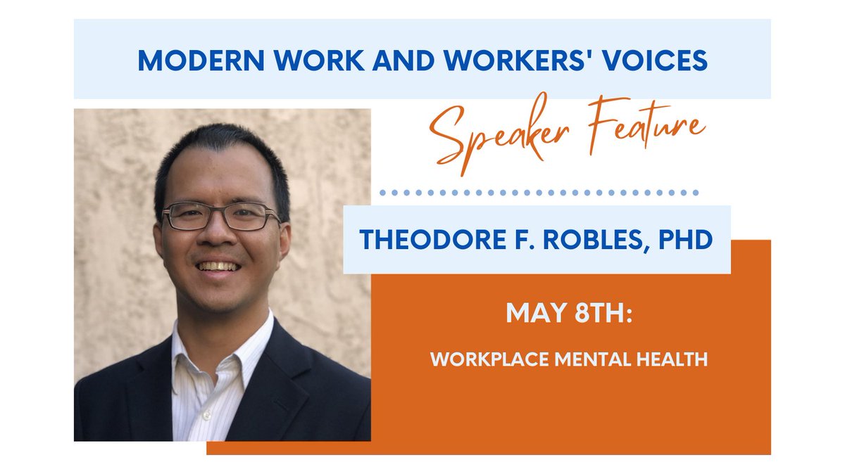Dr. Ted Robles is a Professor and Vice Chair of Psychology @UCLA. Join him on May 8th for a presentation with Dr. Wendy Slusser at Modern Work and Workers’ Voices, a Virtual Conference hosted by the #CaliforniaLaborLab - na.eventscloud.com/24clls/ #OEHS #WorkersRights #FutureOfWork