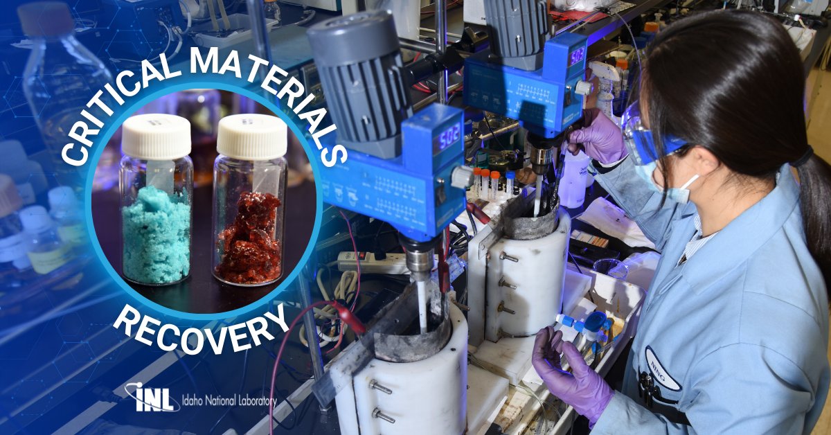 Recycling #LithiumIon batteries is major #CleanEnergy challenge. 🔋🌎 @INL researchers have developed EC-Leach, a process to recover #CriticalMaterials from batteries once they no longer work. 🔗 inl.gov/awards/idaho-n… 🔗 inl.gov/integrated-ene… #EarthDay #EarthDay2024