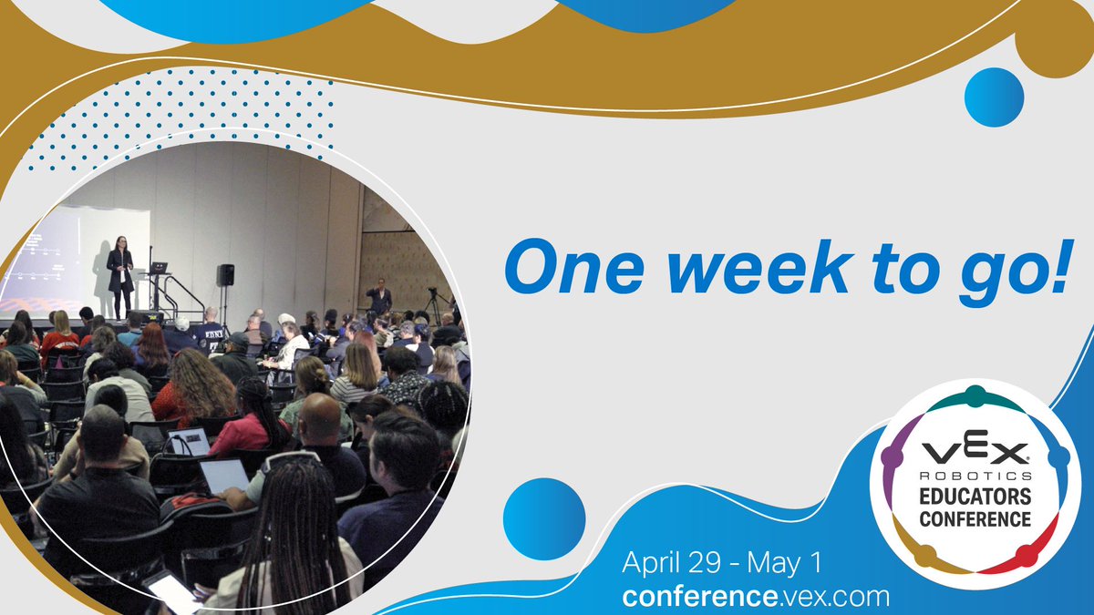 The 2024 #VEXconference is just ONE week away! 🎉 We hope to see you in Dallas for networking, workshops, and presentations! Can't make it? Presentations will be recorded and available in the VEX PD+ Video Library after the conference! Find more info at conference.vex.com.