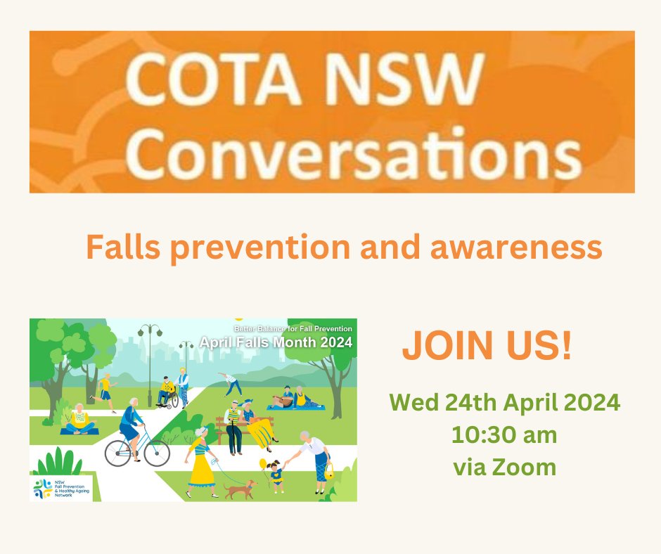 Join us tomorrow as we discuss the importance of finding the right exercise program to prevent falls and improve overall health. Let's make sure we're staying active and strong together! Register at ow.ly/A9Hh50RkMAQ @NSWFallsNetwork #AprilFallsAwareness
