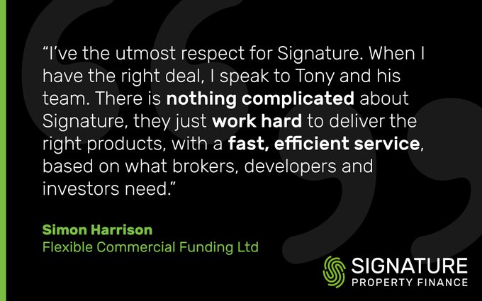 SignaturePF's tweet image. “When I have the right deal, I speak to Tony and his team. There is nothing complicated about Signature, they just work hard to deliver the right products, with a fast, efficient service based on what brokers, developers and investors need.” - signaturepropertyfinance.co.uk