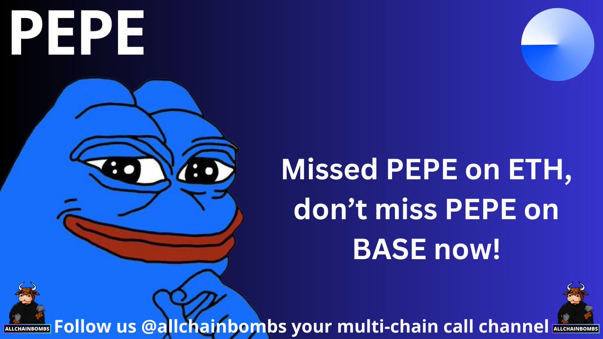 allchainbombs's tweet photo. Missed out on #PEPE on $ETH, #BASE gives you a second chance with PEPE, community forming, 3.5M DYOR! @PepeBase_ @base #1000X #MEME #PEPEARMY #MOONSHOT https://t.co/gL3O2c7AIZ https://t.co/JV68xnoh3j