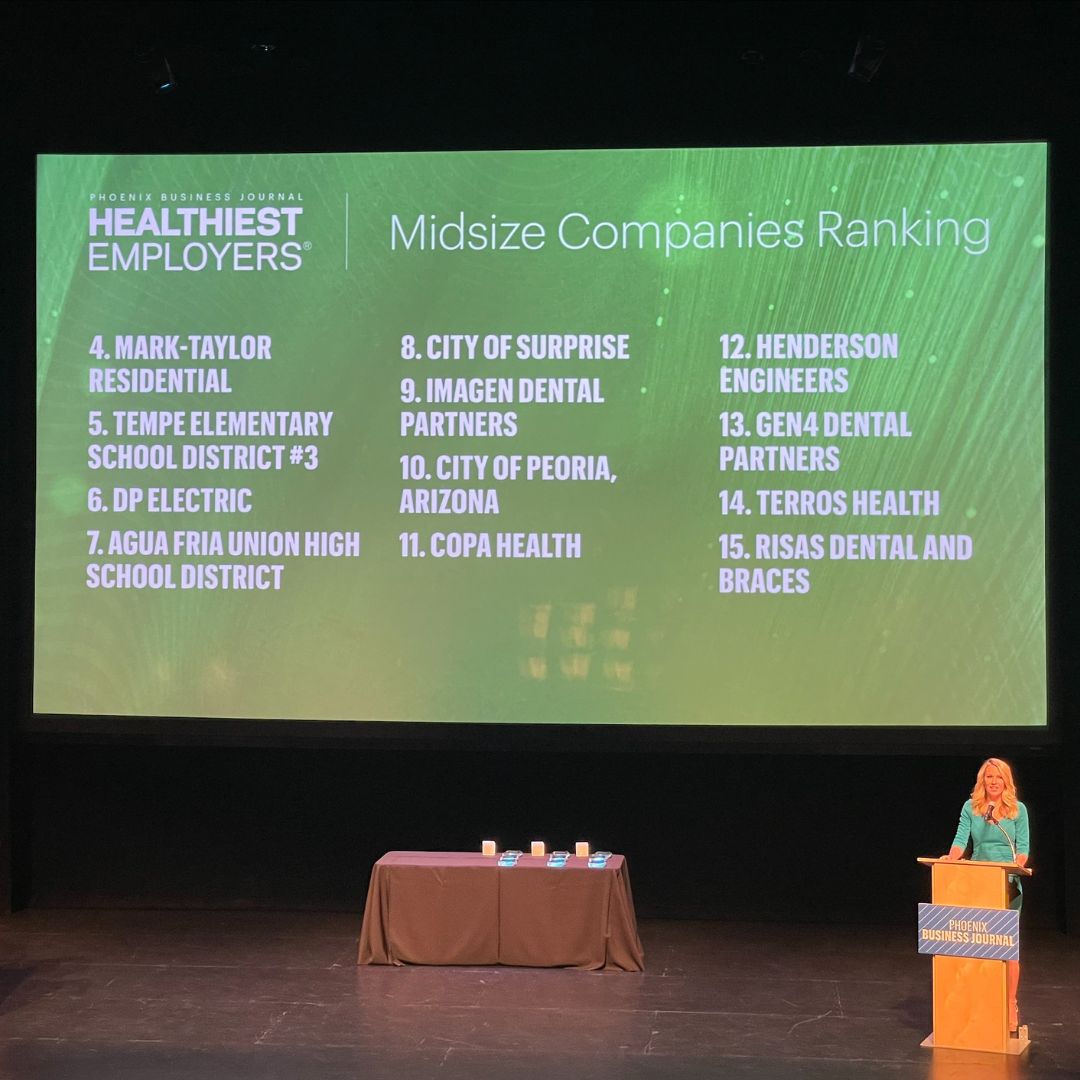 We're honored as #14 Healthiest Employer by Phoenix Business Journal! Thanks to our amazing staff! Shoutout to Phoenix Business Journal & Cigna Healthcare. Here's to a healthier future! #TerrosHealth #HealthyWorkplace #EmployeeWellness #PhoenixBusinessJournal