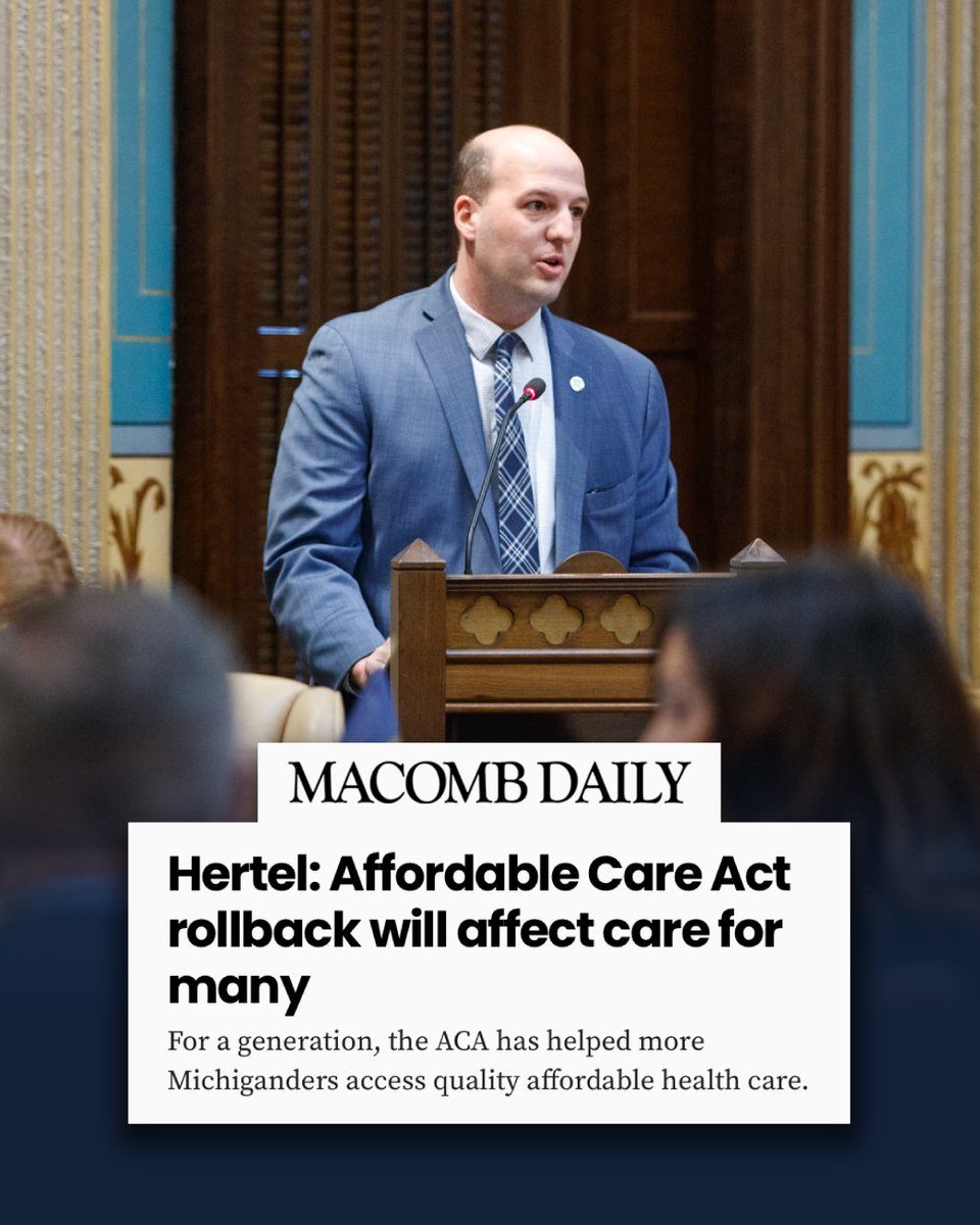 For a generation, the ACA has helped Michiganders access quality health care. While Republicans work to dismantle it, we're doing everything we can to protect it and the care it provides to millions across our state. #ProtectOurCare

Read my Op-Ed here ➡️ bit.ly/3w28e3O.