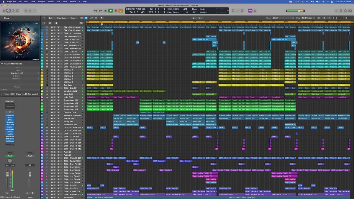 Work in progress on Gaia-X - Time is Unity (Original Mix) in Logic Pro X at 138 Bpm 🔥🔥

#trance #trancefamily #NewMusic #musicproducer #musicproduction