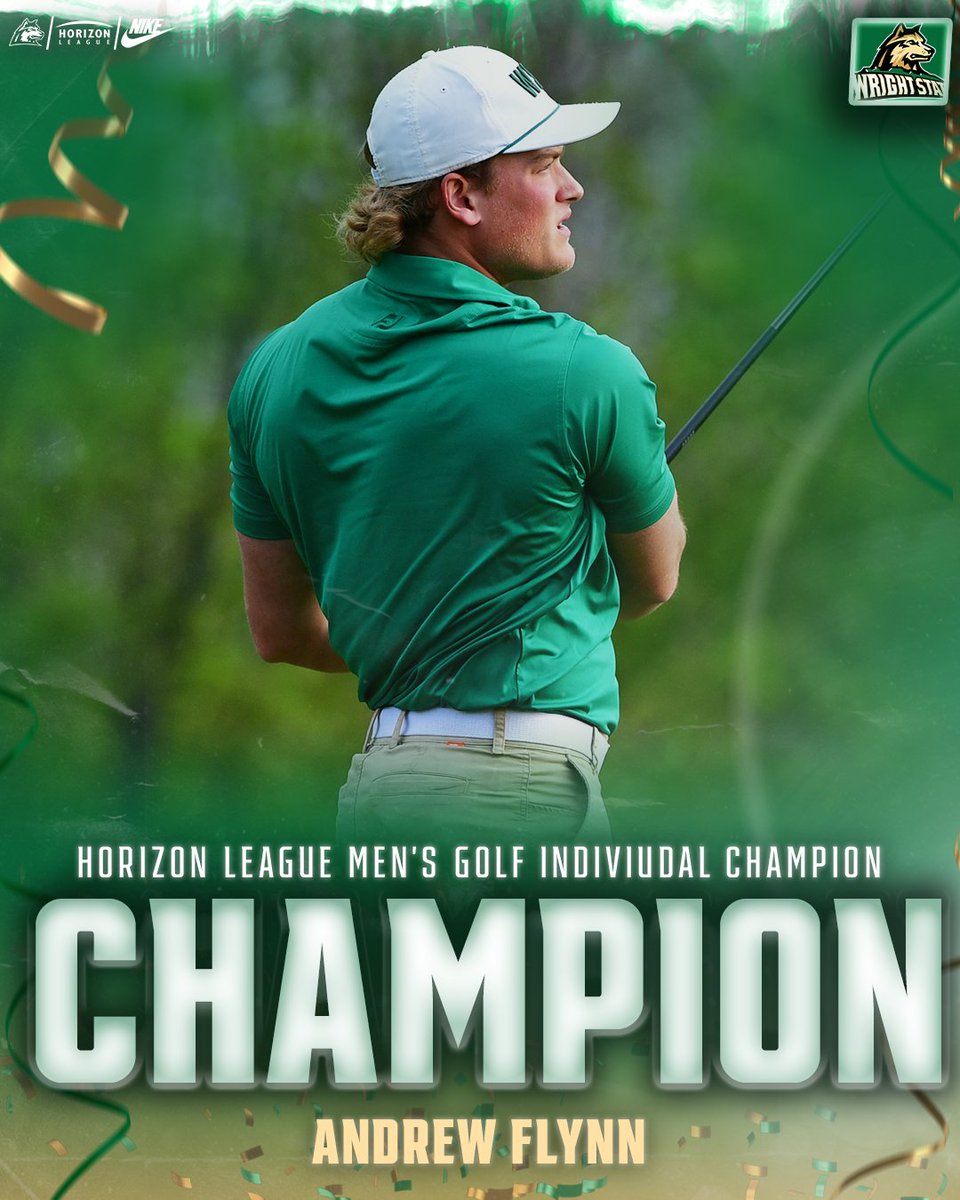 WrightStateGolf's tweet image. Andrew Flynn is your #HLGOLF Individual Champion!

He finished his Round w 2 birdies to force a playoff, winning on the 2nd playoff hole! He is the 3rd-straight Raider to win the individual title &amp;amp; the 9th individual champ in program history!
#RaiderUP | #FullRaid | #RaiderFamily