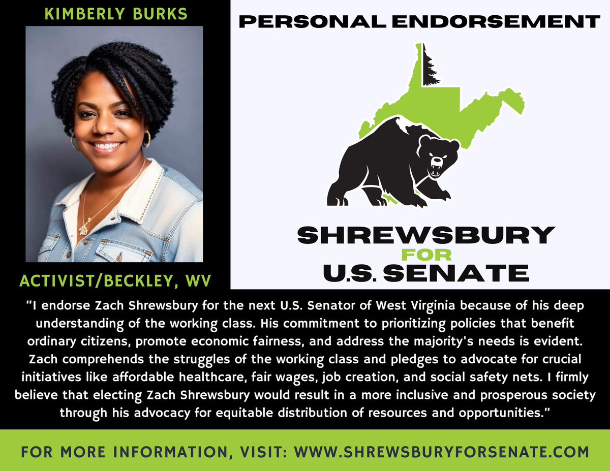 Thank you for this endorsement Kimberly Burks. It has been an honor to organize with you for jail reform and justice in the Mountain state. I have so much respect for Kim as she has been fighting diligently and on the front lines. Solidarity with you and your family.