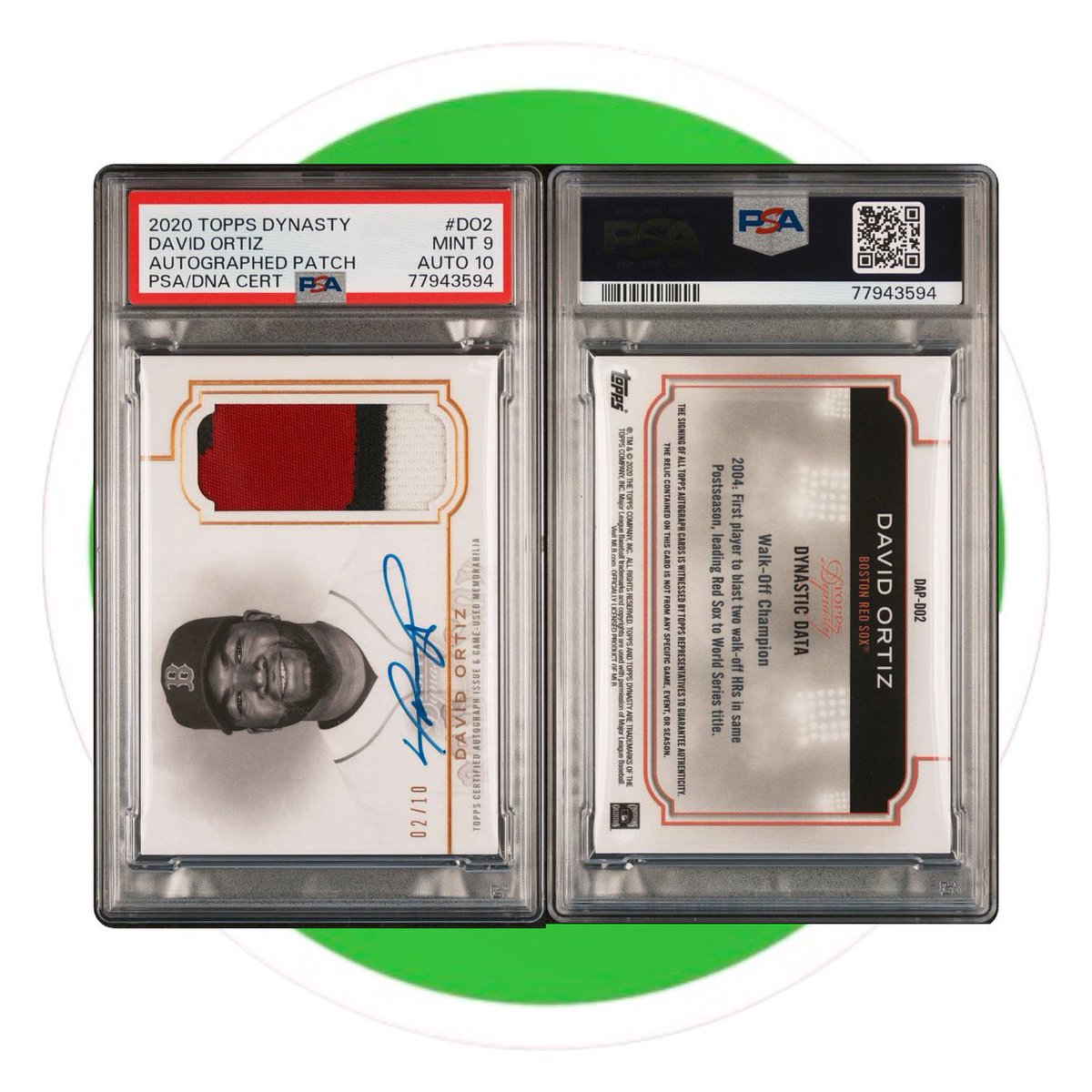 ⚾️ DAVID ORTIZ ⚾️
2020 #topps #dynasty #autograph #patch #davidortiz /10 #redsox #psa9 #mint #psacard #graded #slabbed #collect #thehobby #whodoyoucollect #tradingcardsandthings #boston #bostonredsox #mlb #baseball #bigpapi #dirtywater #redsoxnation #tradingcards #tctsportscards