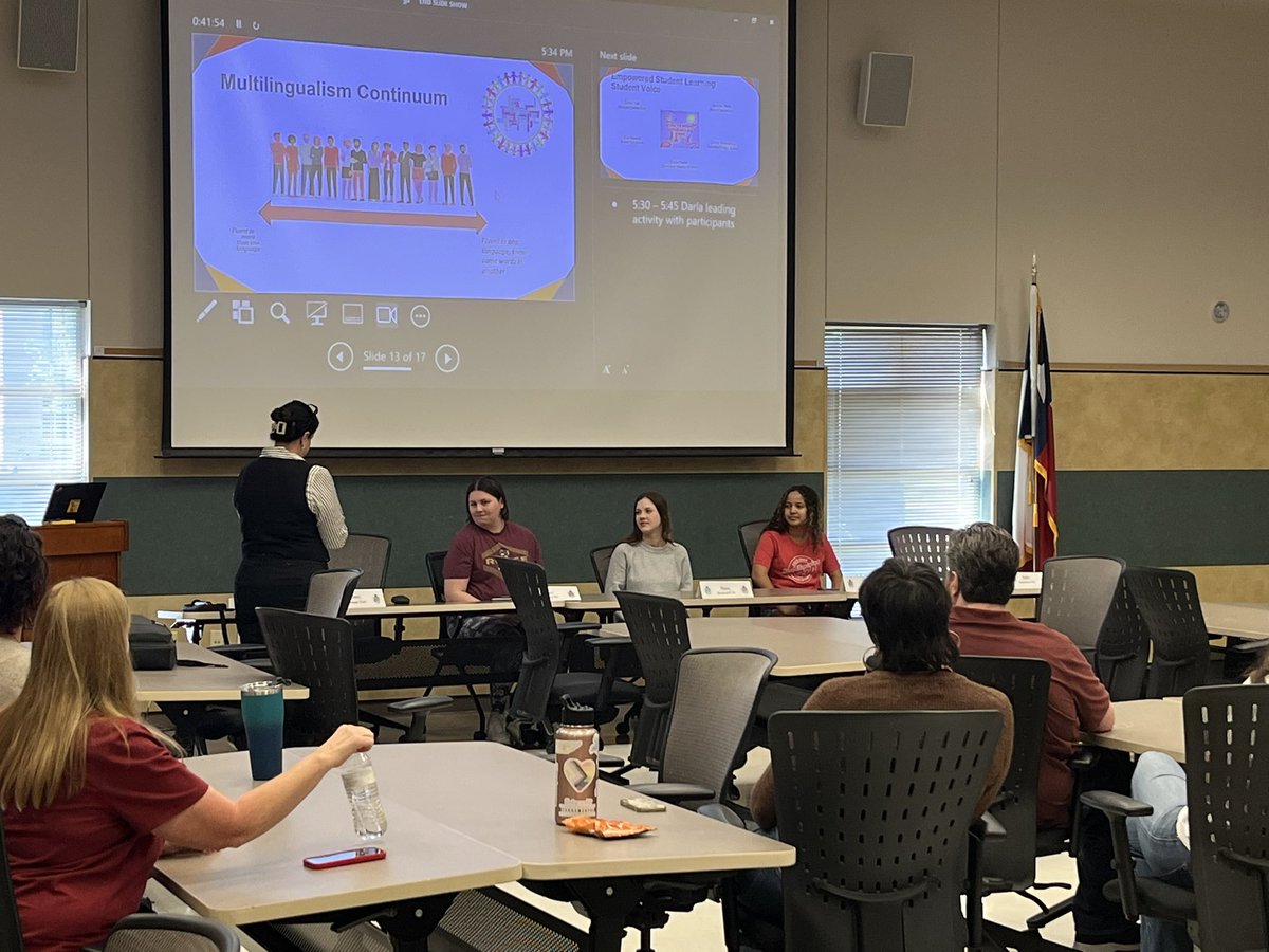 CCarlinEdD's tweet photo. Students in our Global Languages and Cultures programs shared their bilingual/multilingual experiences with members of the Citizens’ Curriculum Advisory Committee. #1LISD https://t.co/f5lTUlvwkJ