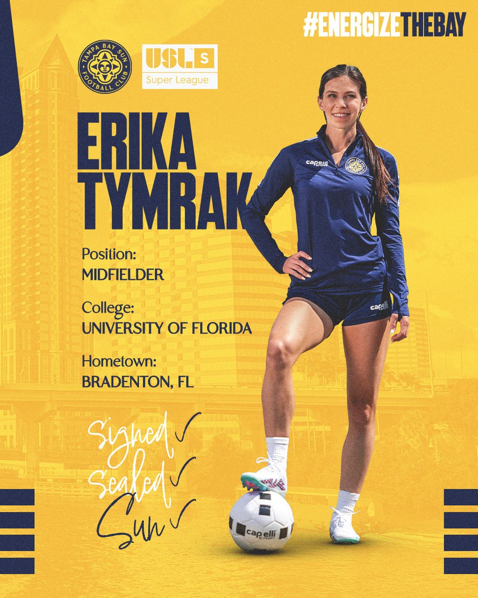 Introducing our newest midfield maestro, Erika Tymrak! 🌟
Get ready to witness her magic on the field as she brings her skills to ignite the Bay! ⚽ Welcome to the team, @eTYMrak! 🔥 
#ENERGIZETHEBAY #NewSigning