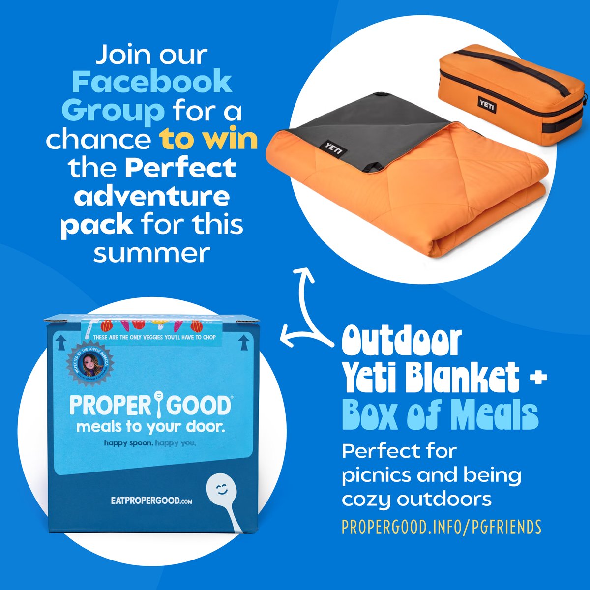 Join our Facebook Group for a chance to win a summer ADVENTURE PACK: Yeti Outdoor Blanket + Box of 6 Meals 🥳
Follow the linkin.bio to enter 🥣
 #eatpropergood #sharktank #walmart