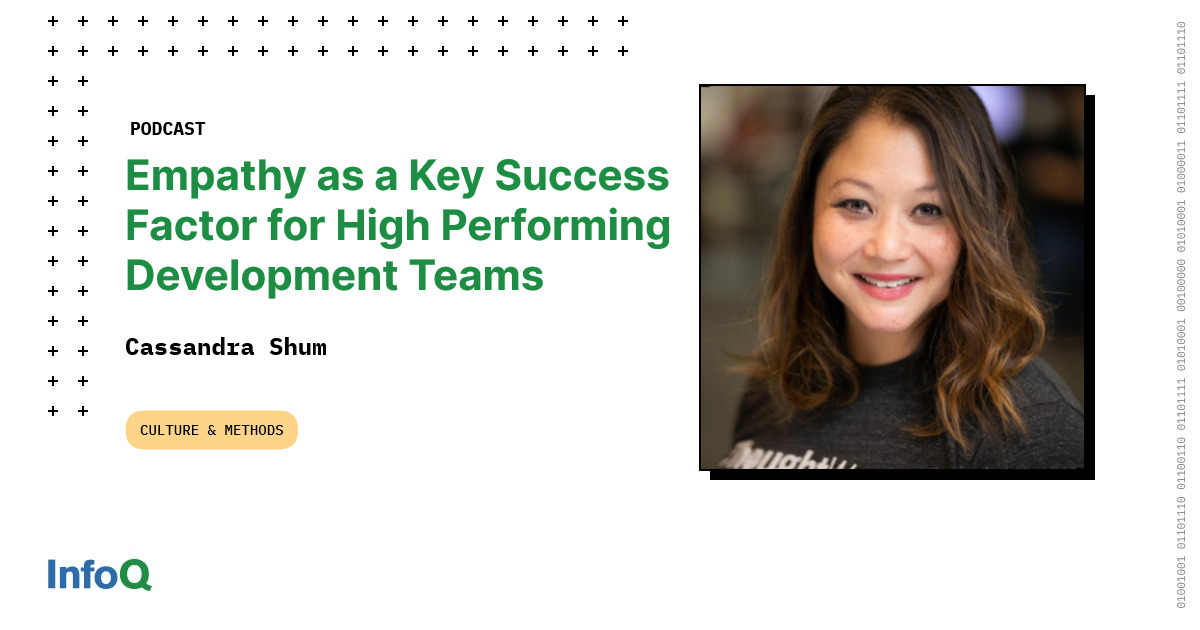 Explore the importance of #empathy in #EngineeringCulture with @shanehastie & @cassiend, VP of Field Engineering at Relational AI.

Discover key insights into building a cohesive & effective team!

🎧 Listen to the #InfoQ #podcast: bit.ly/4aOXdBZ 

#Agile #TeamWork