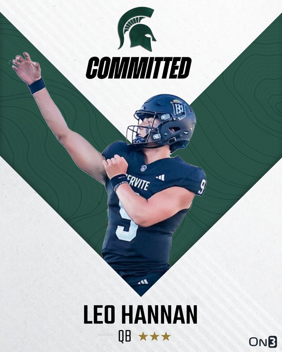 🚨BREAKING🚨 2025 QB Leo Hannan has committed to Michigan State, per @Hayesfawcett3🟢⚪️ Read: on3.com/college/michig…