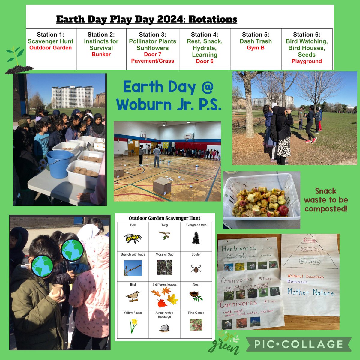 #EarthDay Play Day @WoburnJunior hosted by Junior students. Students enJOYed, planting, searching, watching, playing, eating, sorting, leading and learning! @EcoSchoolsCAN @EcoSchoolsTDSB @takemeoutside @TheOLStore