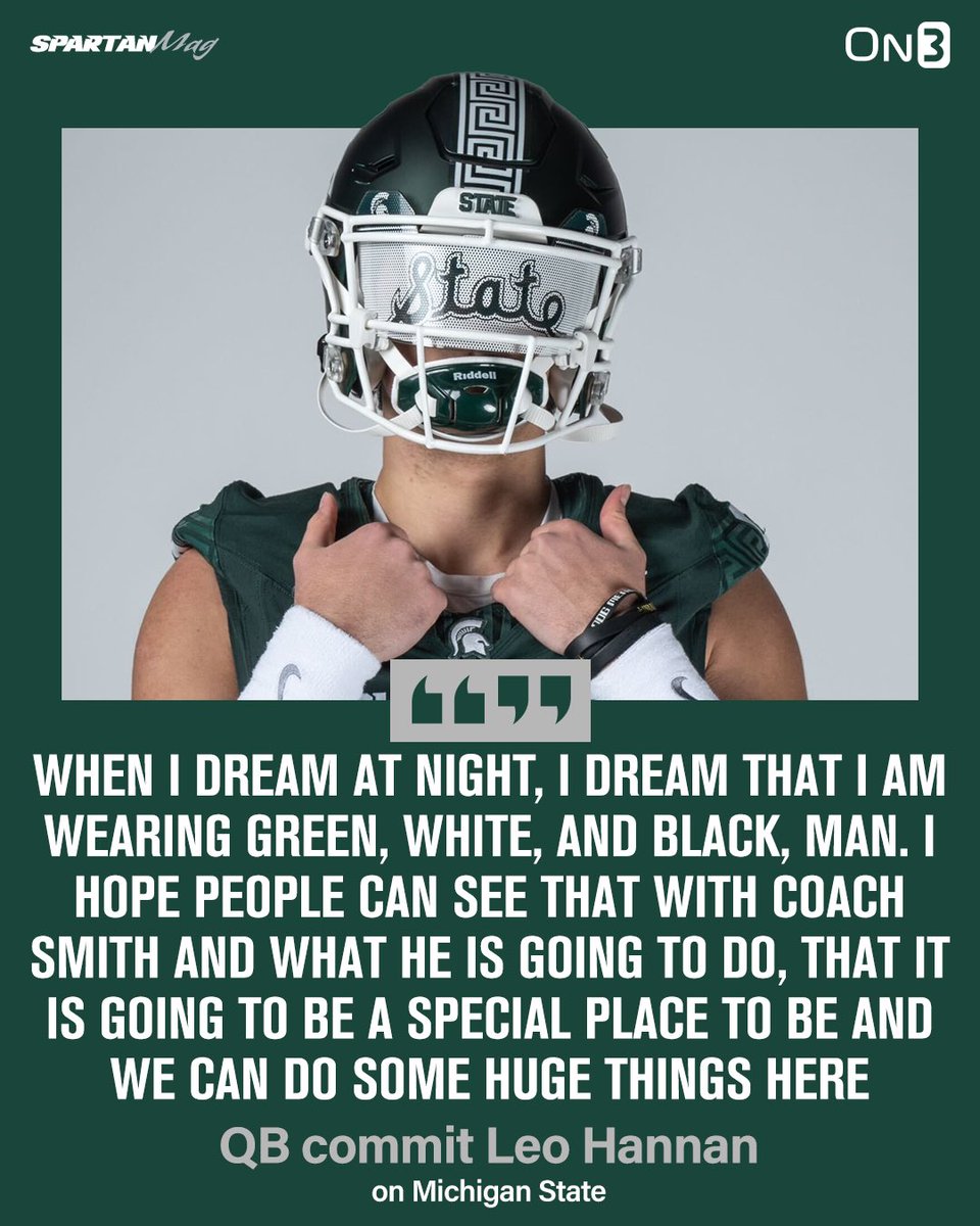 Michigan State comes up big on the recruiting trail landing their top 2025 target in Leo Hannan.. Hannan breaks down his decision to become the first 2025 Spartan commit with @TheSpartanMag. (On3+): on3.com/teams/michigan…